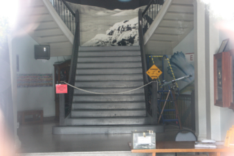 Looking inside the observatory through the front doors.