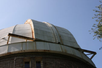 A closer look at the massive doors that protect the telescope when it is not in use.