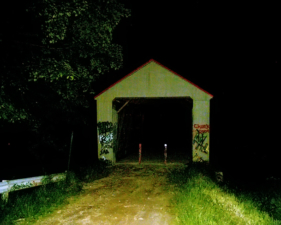 The northern face of Ponn Humpback Covered Bridge.
