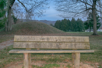 A small bench was next to the sign.