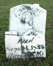 A broken tombstone leaned against Rachel Shoaf's stone. Rachel was the wife of Henry, she died on July 29, 1875 at 65. We're unsure who the broken stone belonged to.