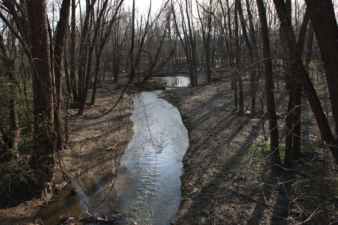 Lick Run flowing down to Paint Creek as seen from the bridge just outside of the tunnel.