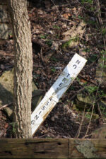 An obligatory "No Trespassing" sign. The land is railroad property.