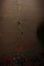 A large crack inside the tunnel.