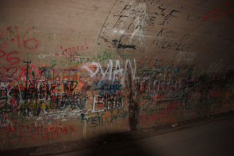 Of course the walls were littered with graffiti.