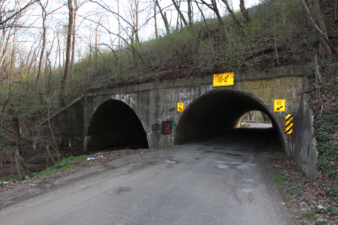 Paint can still be seen on the north face of the tunnel.