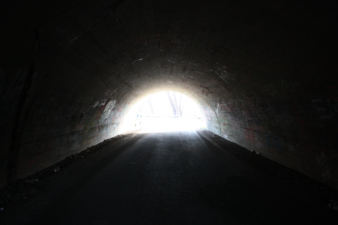 Walking through Schrader Tunnel from north to south.