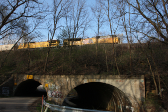 A CSX train passed over the tunnel soon after we emerged.