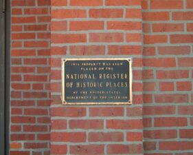 This plaque designated the school as a historic place.