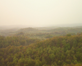The prairie we drove through in the distance to reach the tower.