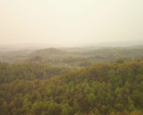 The prairie we drove through in the distance to reach the tower.