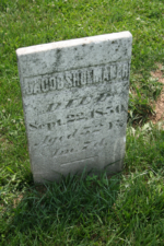 The tombstone for Jacob Shoemaker. He was born in August 1798 and died September 1850.