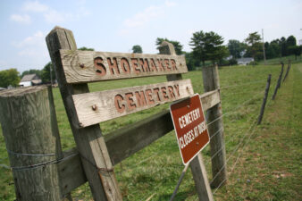 The sign for Shoemaker Cemetery faced Busey Road. The cemetery itself was down a short lane.