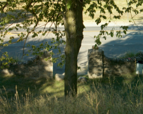 The entrance to Campbell Park as seen from on top of the mound.