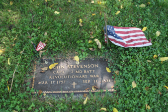 The foot marker Revolutionary War Captain John Stevenson. He died on September 11, 1831 at 74-years-old.