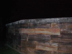 A look at the sandstone wall.