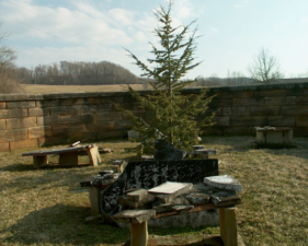 Many of the tombstones had been broken inside the walls.