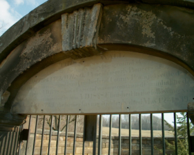 This was the center arch that lines up with the North Star. See the text below the photos for a transcription of the engraving.