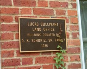 The dedication plaque listed the donors and the year the building was moved to its present location.