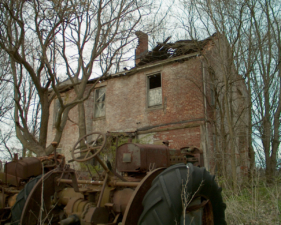 Try to imagine what the house looked like when these tractors were parked here so long ago.