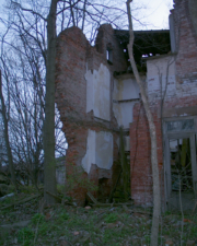 The dark line on the wall showed where the second floor once stood.