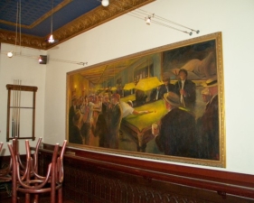 This painting showed what the saloon looked like many years ago.