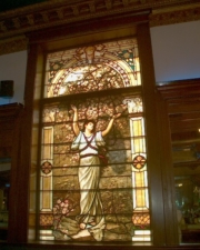 There were remarkable stained glass windows throughout the restaurant.