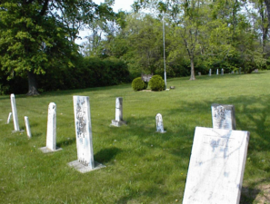 There were two groupings of tombstones, one near the front and one near the back.