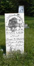 The tombstone for Margaret Ballard, who died at 4-years-old on January 7, 1851.