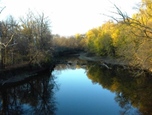 A view of the creek from the bridge.