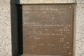 A bronze plaque listed those who perished in the crash.
