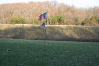 The U.S. flag was near the center of the wreckage site.