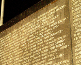 A closer look at some of the names on the wall.