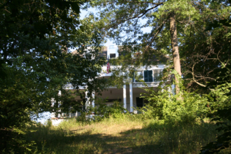 There was just enough clearing in the trees to get a glimpse of the mansion.