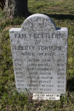 This stone marks all of the known burials at the cemetery. An additional name was added after the stone was erected.