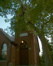 The main entrance to the chapel was located under the belfry.