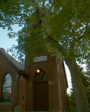 The main entrance to the chapel was located under the belfry.