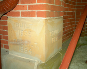 This corner stone showed three dates, 1839, 1854 and 1891.