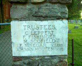 Trustees were listed on the other pillar.