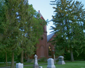 Wesley Chapel as seen from the adjacent cemetery.