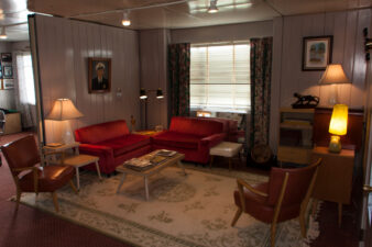 The view of the living room from just inside the front door.