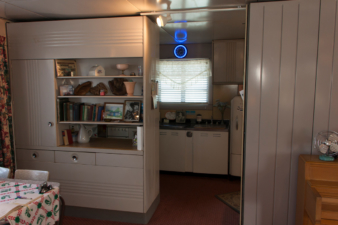 Looking from the dining area into the kitchen.