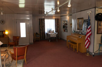 The view from the meeting area toward the front of the house.