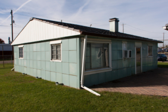 The south and east facing sides of the Lustron home.