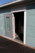 The side door of the garage.