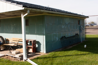 The east side of the garage.