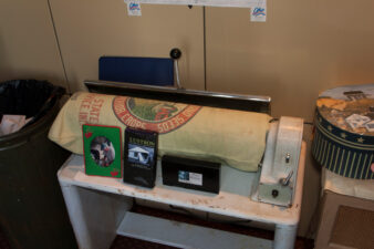 A clothes press was in the home's utility area.