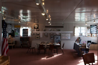 The historical society's display and meeting area. This would have originally been divided into bedrooms.