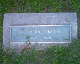 This plaque marked the area where the tombstones from Patterson Cemetery were located.