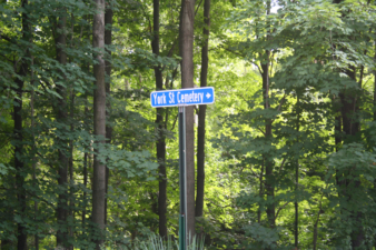 This small sign along Refugee Road marked the location of York Street Cemetery.